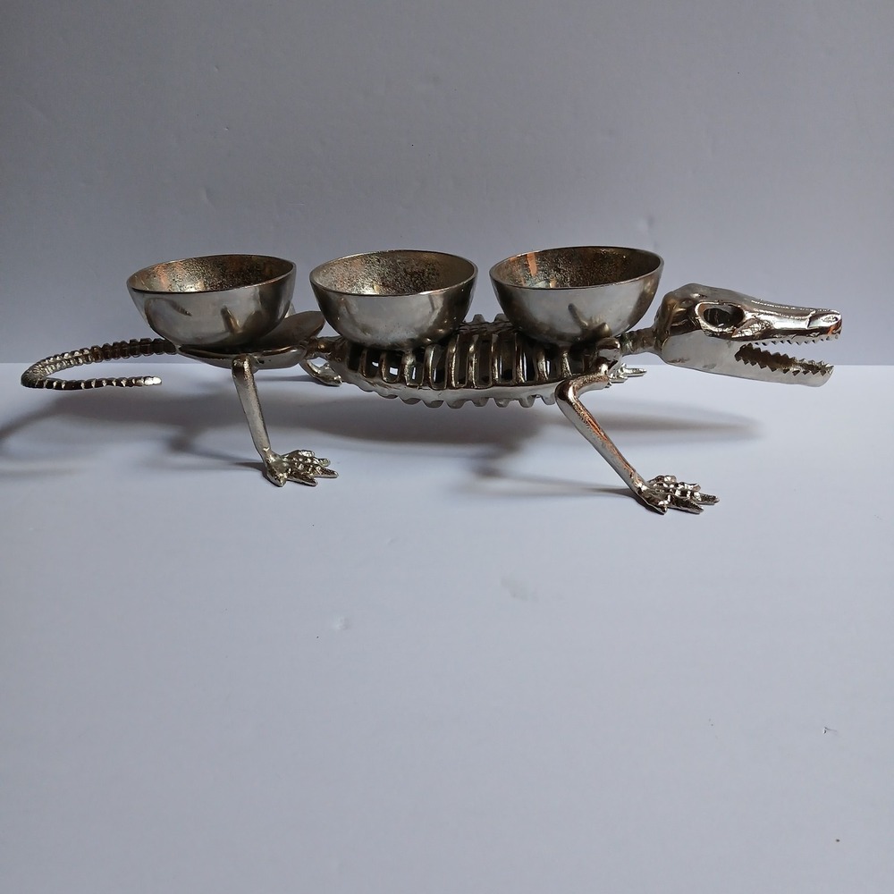 Pottery Barn ALLIGATOR Condiment Set Halloween Server Decor